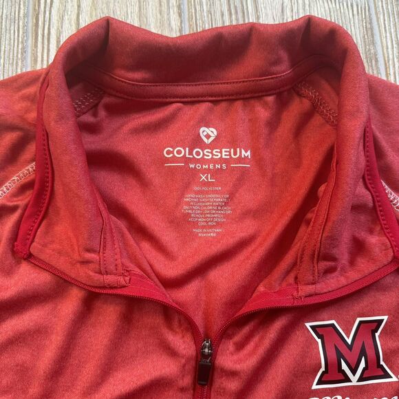 Colosseum Miami OH Red Hawks Logo 1/4 Zip Pullover Womens XL Red Lightweight NWT - Picture 7 of 13